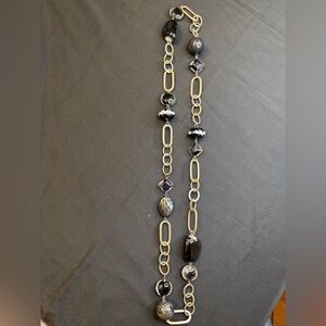 Chico’s Bundle Black & Silver Beaded w/ Silver Necklace & Earring Set